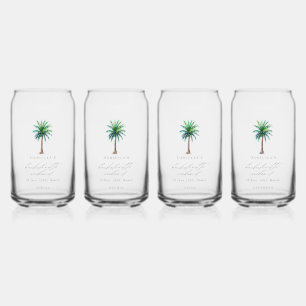 Palm Tree Bachelorette Weekend Personalised Name Can Glass