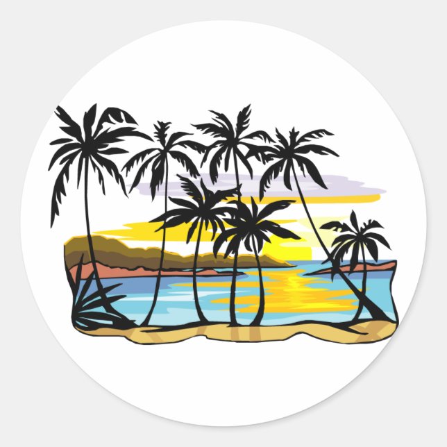 Palm Tree Background Classic Round Sticker (Front)