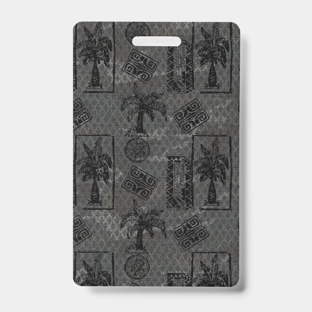 Palm Tree Background Tropical Boho Decor ID Badge (Front)