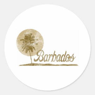 Palm Tree Barbados Classic Round Sticker