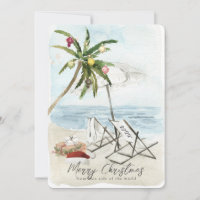 Palm Tree & Beach Chairs Tropical Holiday Card