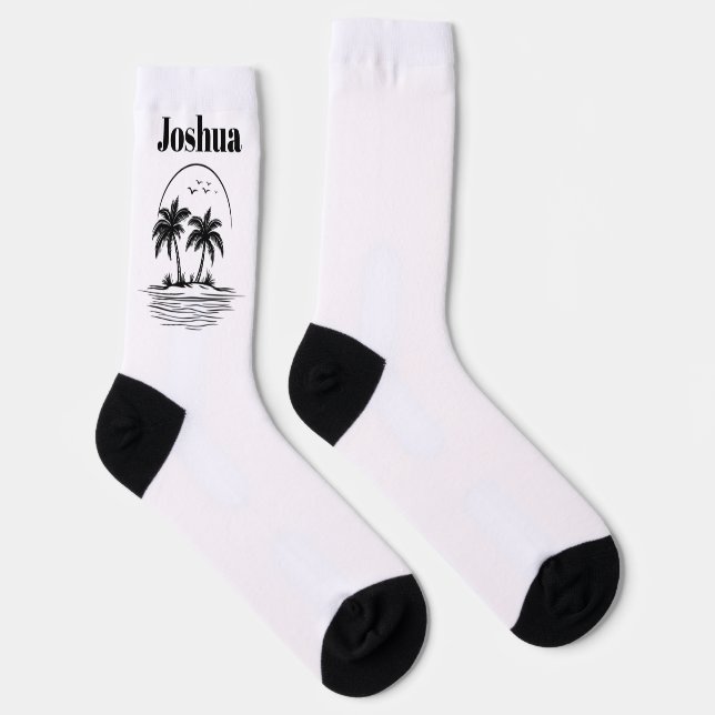 Palm Tree Beach Crew Socks (Right)
