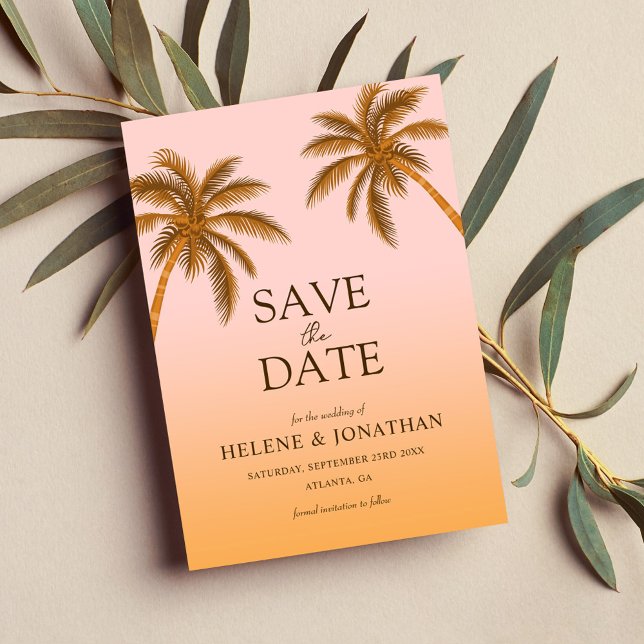 Palm Tree Beach Destination Tropical Wedding Save The Date (Palm Tree Beach Destination Tropical Wedding Save The Date)