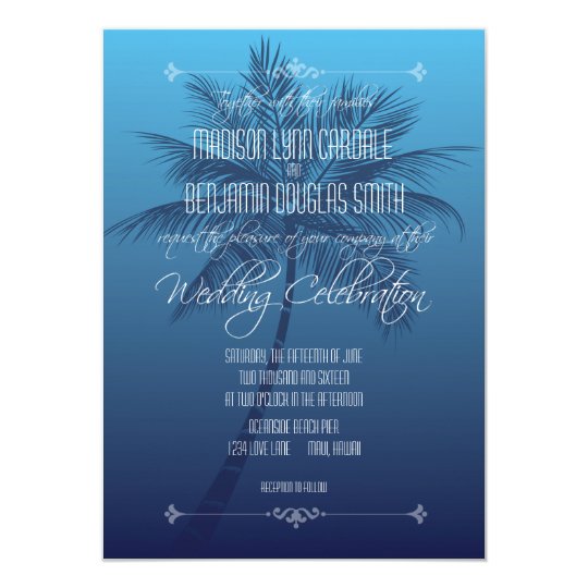 Palm Tree Beach Destination Wedding Invitations