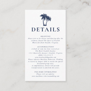 Palm Tree Beach Nautical Navy Details Enclosure Card