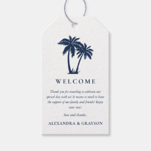 Palm Tree Beach Nautical Navy Wedding  Gift Tags