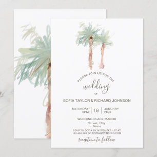 Palm tree beach ocean island tropical invitation