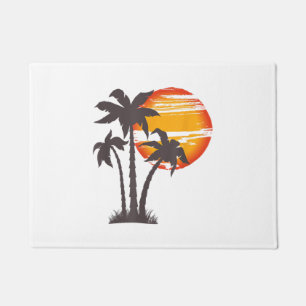 Palm Tree Beach Ocean Summer Vacation Sunset Parad Doormat
