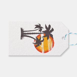 Palm Tree Beach Ocean Summer Vacation Sunset Parad Gift Tags