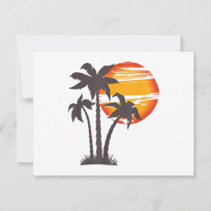 Palm Tree Beach Ocean Summer Vacation Sunset Parad Save The Date