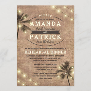 Palm Tree Beach Rehearsal Dinner Invitations