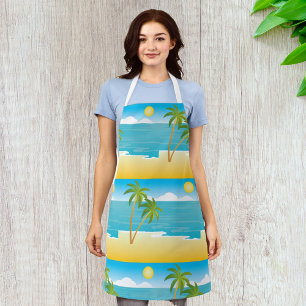 Palm Tree Beach Scene Apron