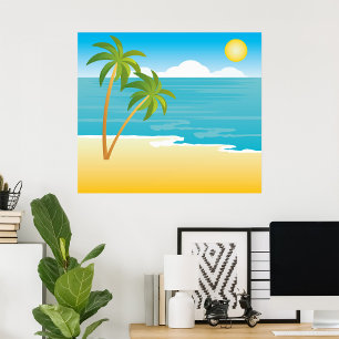 Palm Tree Beach Scene Poster