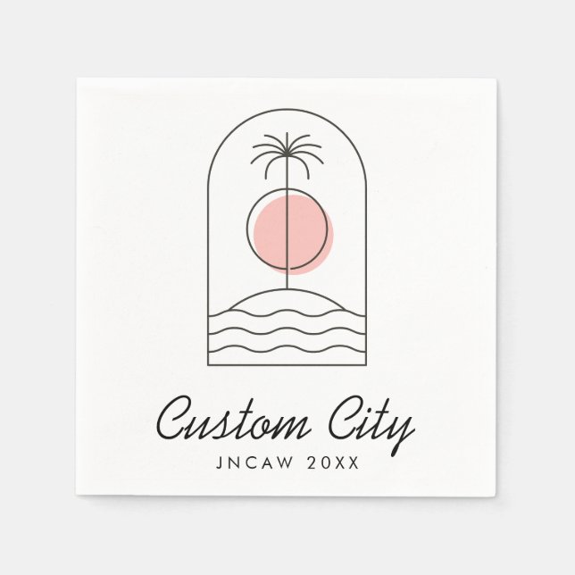 Palm Tree Beach Summer Custom Trade Show Napkin (Front)