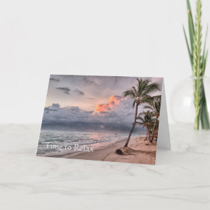 Palm Tree Beach Sunset Retirement Congratulations Card