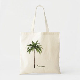 Palm Tree Beach Tropical Custom Name Word Option Tote Bag
