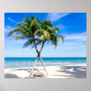 Palm tree beach tropical summer photo poster