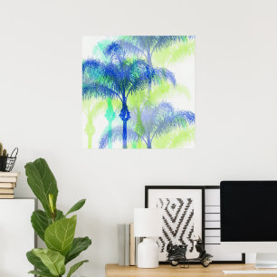 Palm Tree Beach Vibe Illusion Art Poster