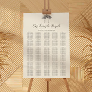Palm Tree Beach Wedding 30 Table Seating Chart