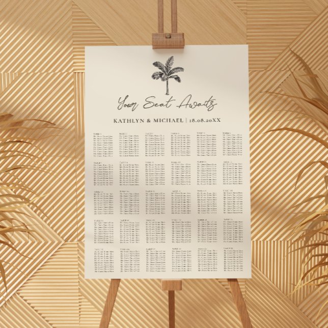 Palm Tree Beach Wedding 30 Table Seating Chart (Creator Uploaded)