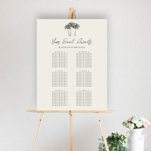 Palm Tree Beach Wedding 6 Table Seating Chart