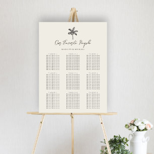 Palm Tree Beach Wedding 9 Table Seating Chart
