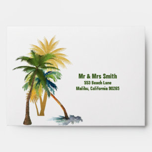 Palm Tree Beach Wedding Envelope