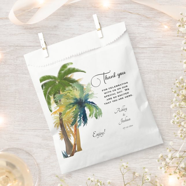 Palm Tree Beach Wedding  Favour Bags (Clipped)