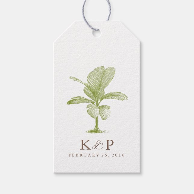 Palm Tree Beach Wedding Favour Tag (Front)