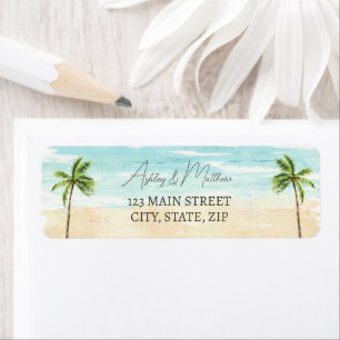 Palm Tree Beach Wedding Return Labels