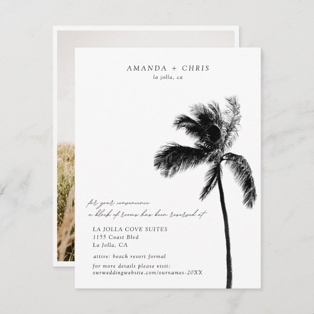 Palm Tree Beach Wedding Room Block Enclosure Card (Front/Back)