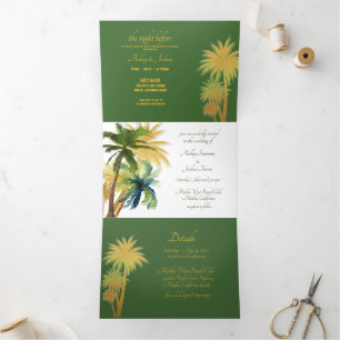 Palm Tree Beach Wedding Tri-Fold  Invitation