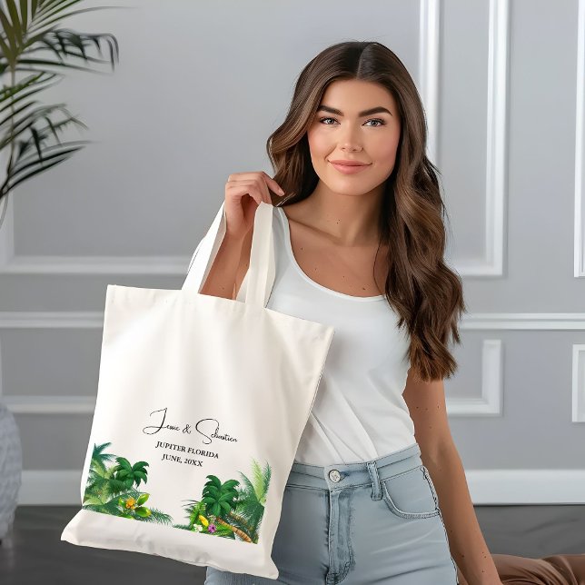 Palm Tree Beach Wedding Welcome  Tote Bag (Creator Uploaded)