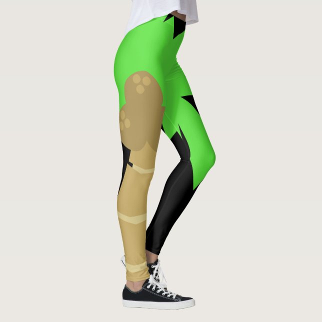 Palm Tree Black Leggings (Right)