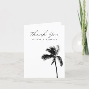 Palm Tree Black & White Blank Thank You Card