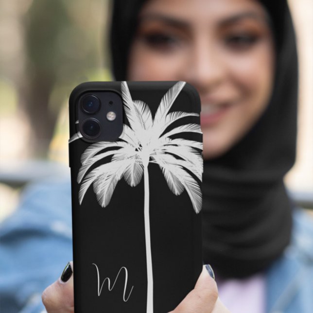 Palm Tree Black White Elegant Monogram Case-Mate iPhone Case (Creator Uploaded)