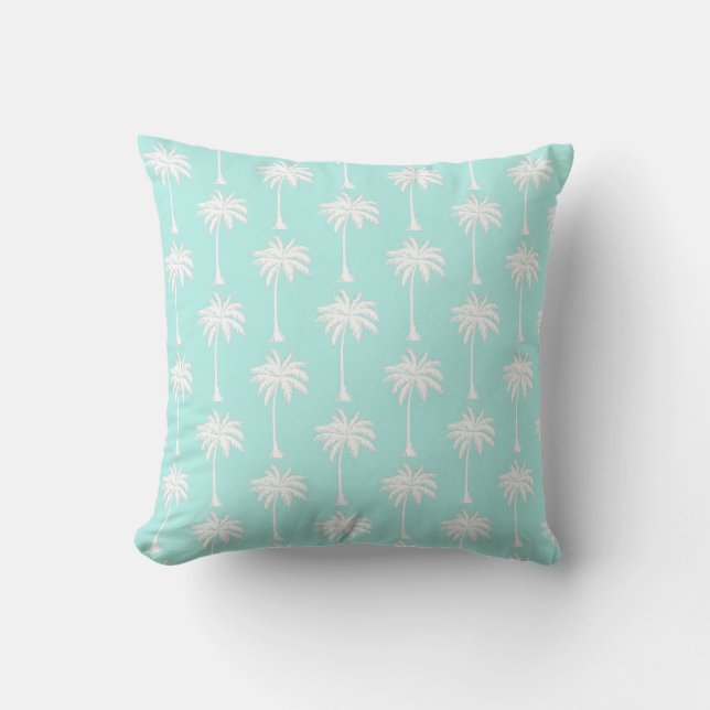 Palm Tree Blue White Cushion (Front)