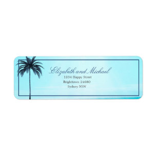 Palm Tree  Blue White  Sea Elegant Modern Chic