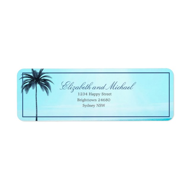 Palm Tree  Blue White  Sea Elegant Modern Chic   (Front)