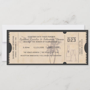 Palm Tree Boarding Pass Wedding Ticket Invitation