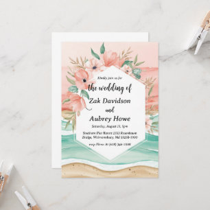 palm tree boho beach wedding invitations