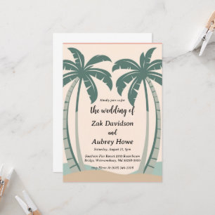 palm tree boho beach wedding invitations