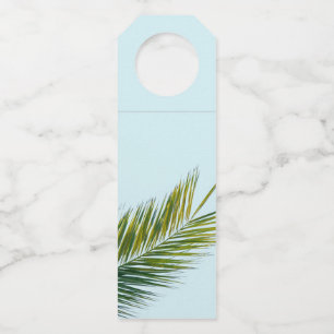 Palm tree branch bottle tag