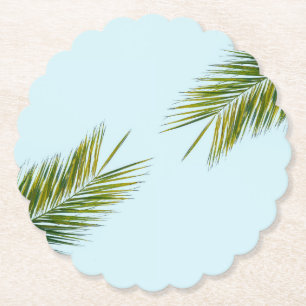 Palm tree branch paper coaster