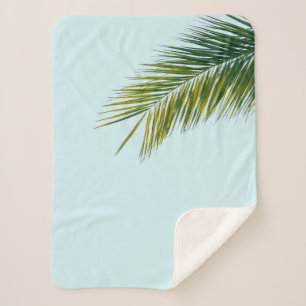 Palm tree branch sherpa blanket