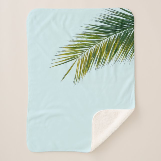 Palm tree branch sherpa blanket (Front)