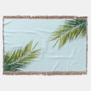 Palm tree branch throw blanket