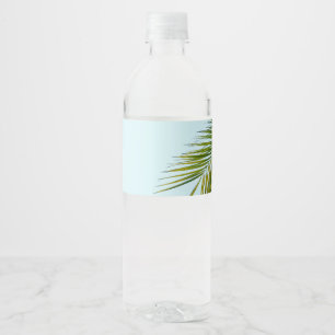 Palm tree branch water bottle label