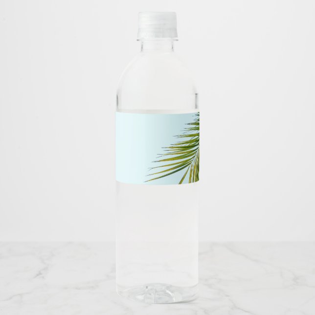 Palm tree branch water bottle label (Front)
