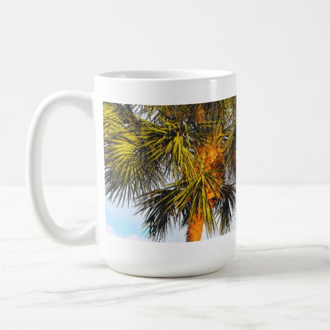 Palm Tree Branches, Afternoon Sun Coffee Mug (Left)